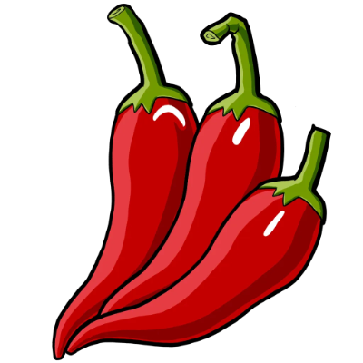 A picture of a cartoonish chili pepper