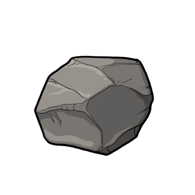 A drawing of a grey rock